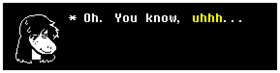 A textbox with "uhhh" in yellow text.